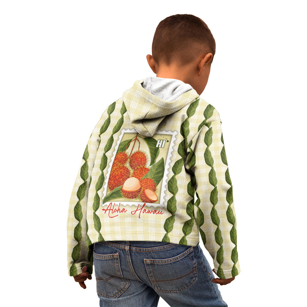 Aloha Hawaii Rambutan Palaka Motifs Kid Hoodie Hawaiian Fruit Stylized Stamp LT14 - Polynesian Pride