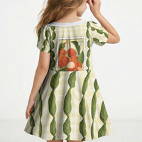 Aloha Hawaii Rambutan Palaka Motifs Kid Short Sleeve Dress Hawaiian Fruit Stylized Stamp LT14 - Polynesian Pride