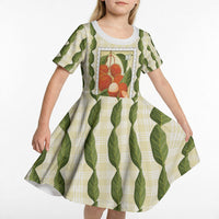 Aloha Hawaii Rambutan Palaka Motifs Kid Short Sleeve Dress Hawaiian Fruit Stylized Stamp LT14 - Polynesian Pride