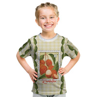 Aloha Hawaii Rambutan Palaka Motifs Kid T Shirt Hawaiian Fruit Stylized Stamp LT14 Yellow - Polynesian Pride