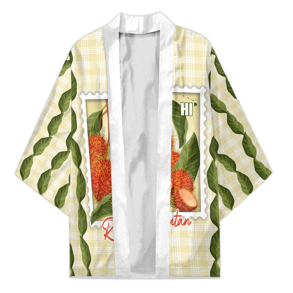 Aloha Hawaii Rambutan Palaka Motifs Kimono Hawaiian Fruit Stylized Stamp