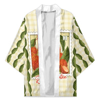 Aloha Hawaii Rambutan Palaka Motifs Kimono Hawaiian Fruit Stylized Stamp LT14 Unisex Yellow - Polynesian Pride