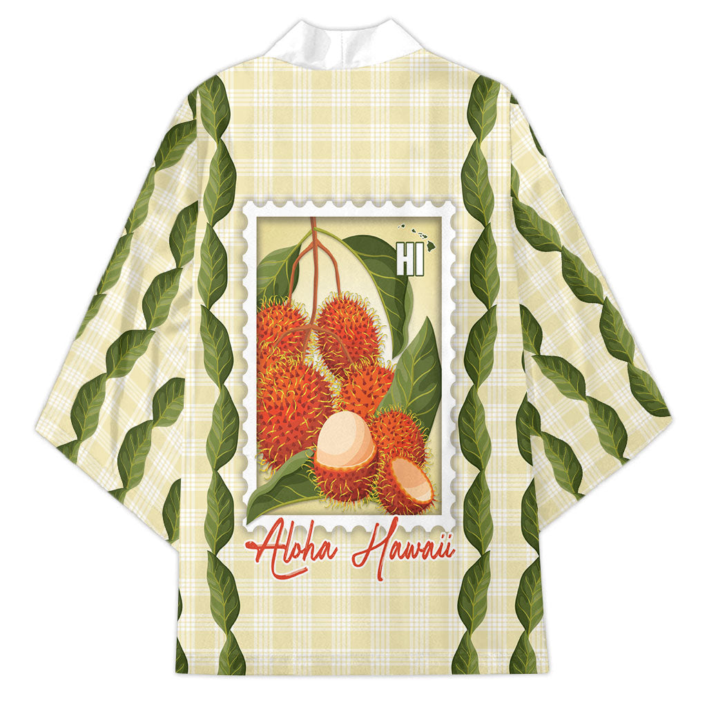 Aloha Hawaii Rambutan Palaka Motifs Kimono Hawaiian Fruit Stylized Stamp LT14 - Polynesian Pride