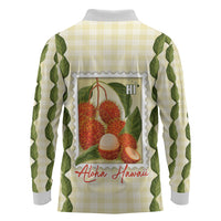 Aloha Hawaii Rambutan Palaka Motifs Long Sleeve Polo Shirt Hawaiian Fruit Stylized Stamp LT14 - Polynesian Pride