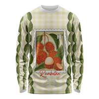 Aloha Hawaii Rambutan Palaka Motifs Long Sleeve Shirt Hawaiian Fruit Stylized Stamp LT14 Unisex Yellow - Polynesian Pride