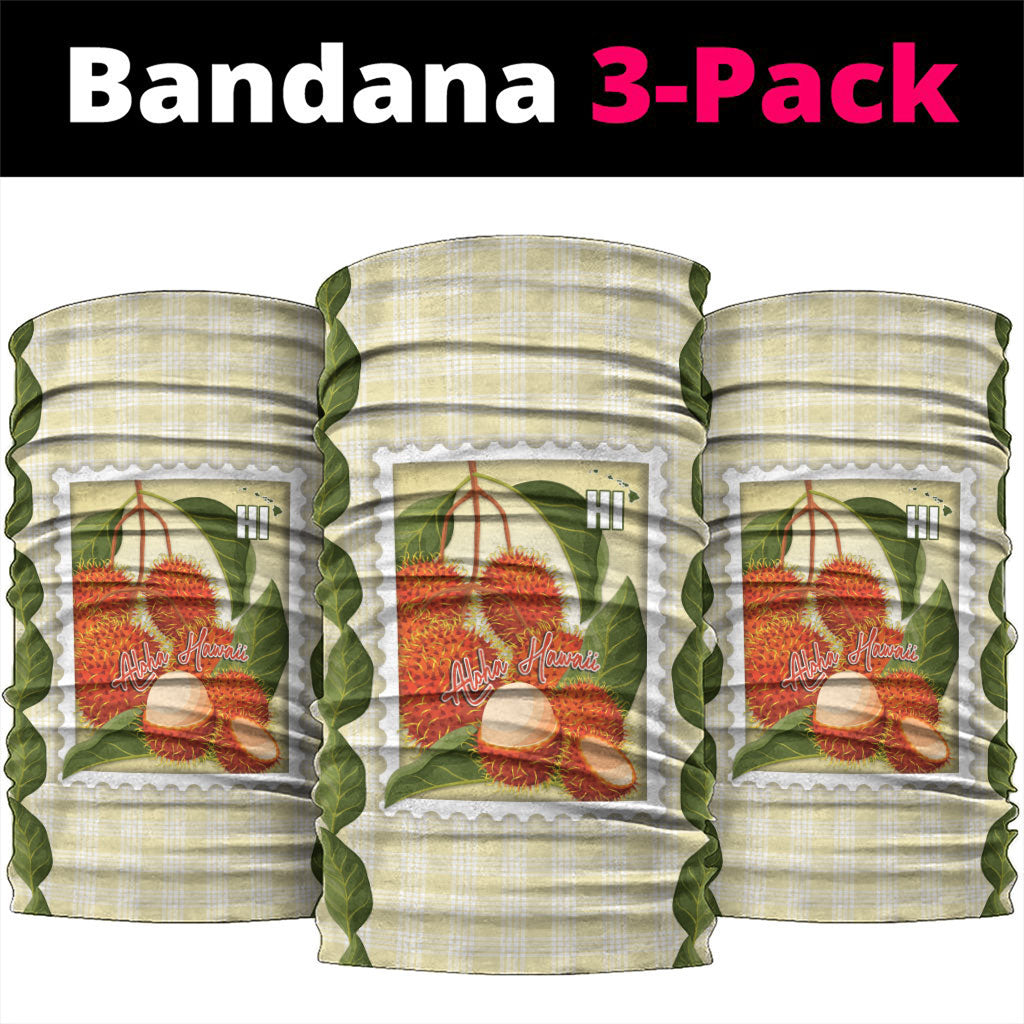 Aloha Hawaii Rambutan Palaka Motifs Neck Gaiter Hawaiian Fruit Stylized Stamp LT14 package One Size: 25*50cm Yellow - Polynesian Pride