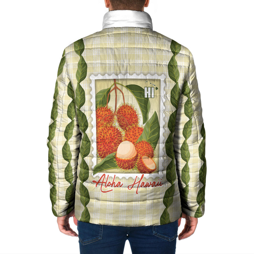 Aloha Hawaii Rambutan Palaka Motifs Padded Jacket Hawaiian Fruit Stylized Stamp LT14 - Polynesian Pride