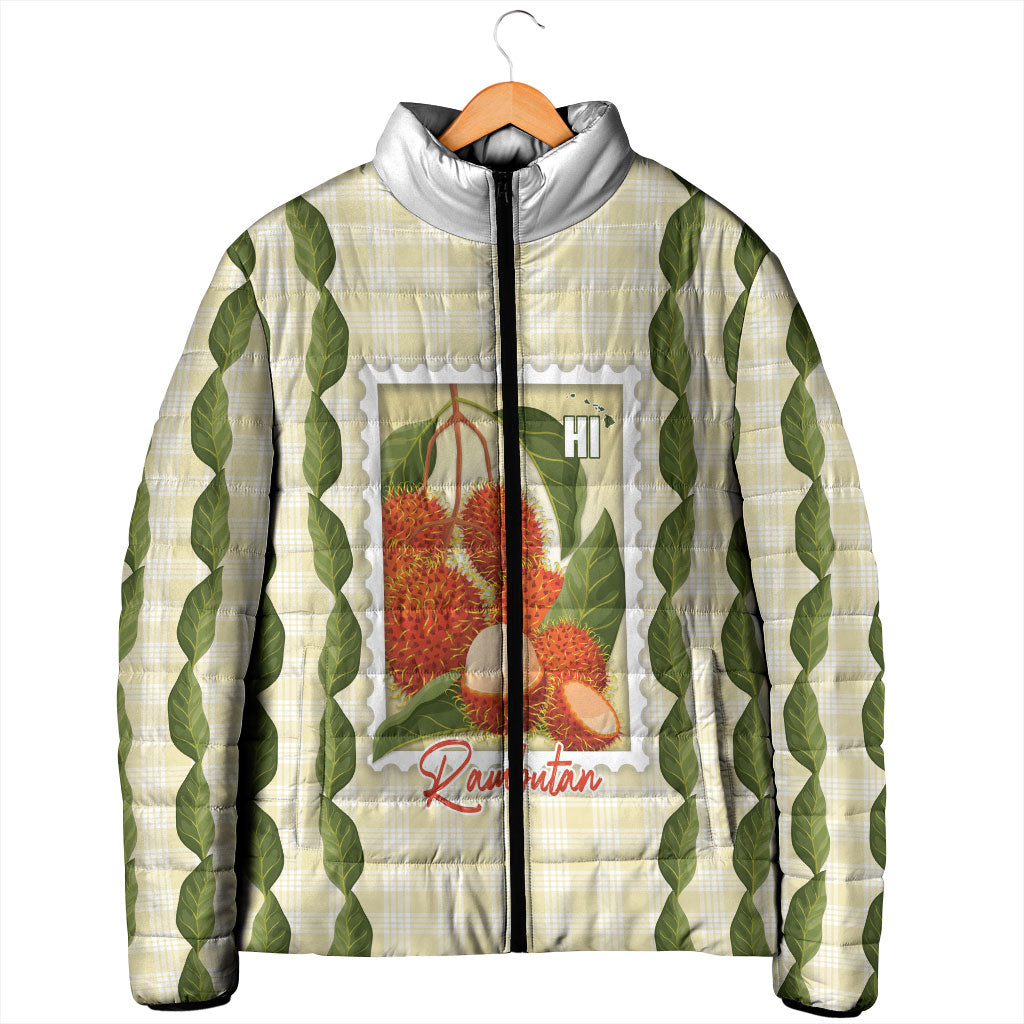 Aloha Hawaii Rambutan Palaka Motifs Padded Jacket Hawaiian Fruit Stylized Stamp LT14 - Polynesian Pride