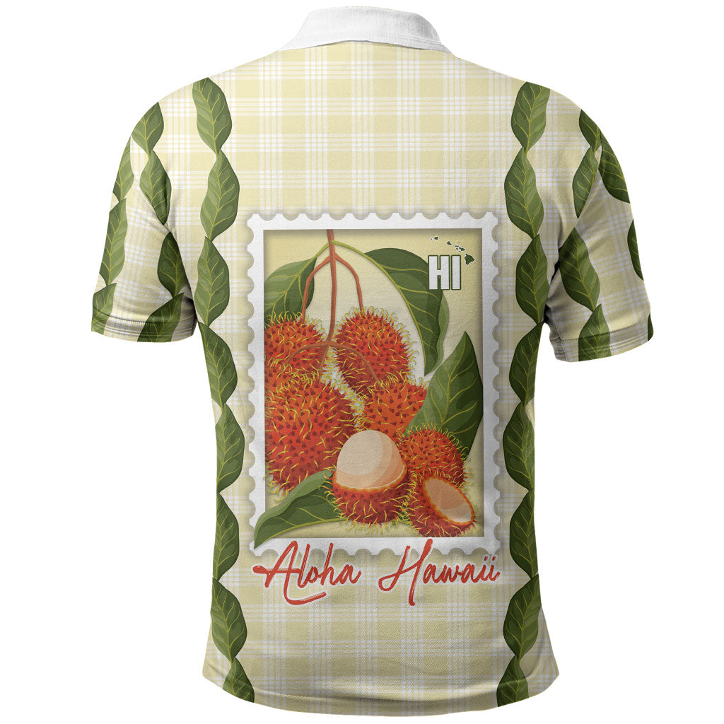Aloha Hawaii Rambutan Palaka Motifs Polo Shirt Hawaiian Fruit Stylized Stamp LT14 - Polynesian Pride