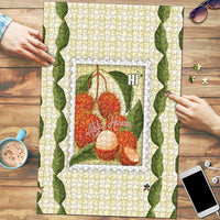 Aloha Hawaii Rambutan Palaka Motifs Puzzle Hawaiian Fruit Stylized Stamp LT14 Yellow - Polynesian Pride