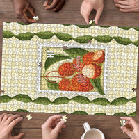 Aloha Hawaii Rambutan Palaka Motifs Puzzle Hawaiian Fruit Stylized Stamp LT14 - Polynesian Pride