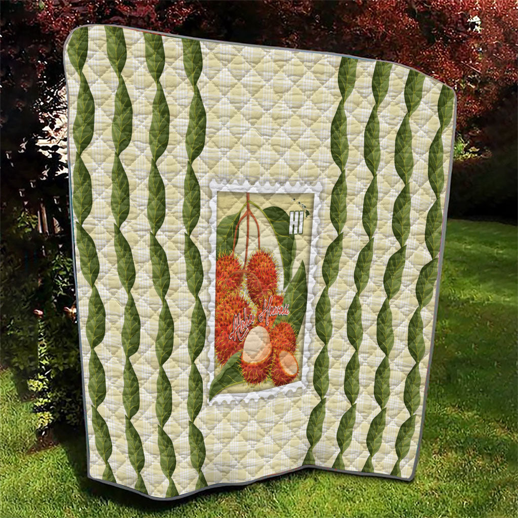 Aloha Hawaii Rambutan Palaka Motifs Quilt Hawaiian Fruit Stylized Stamp LT14 - Polynesian Pride