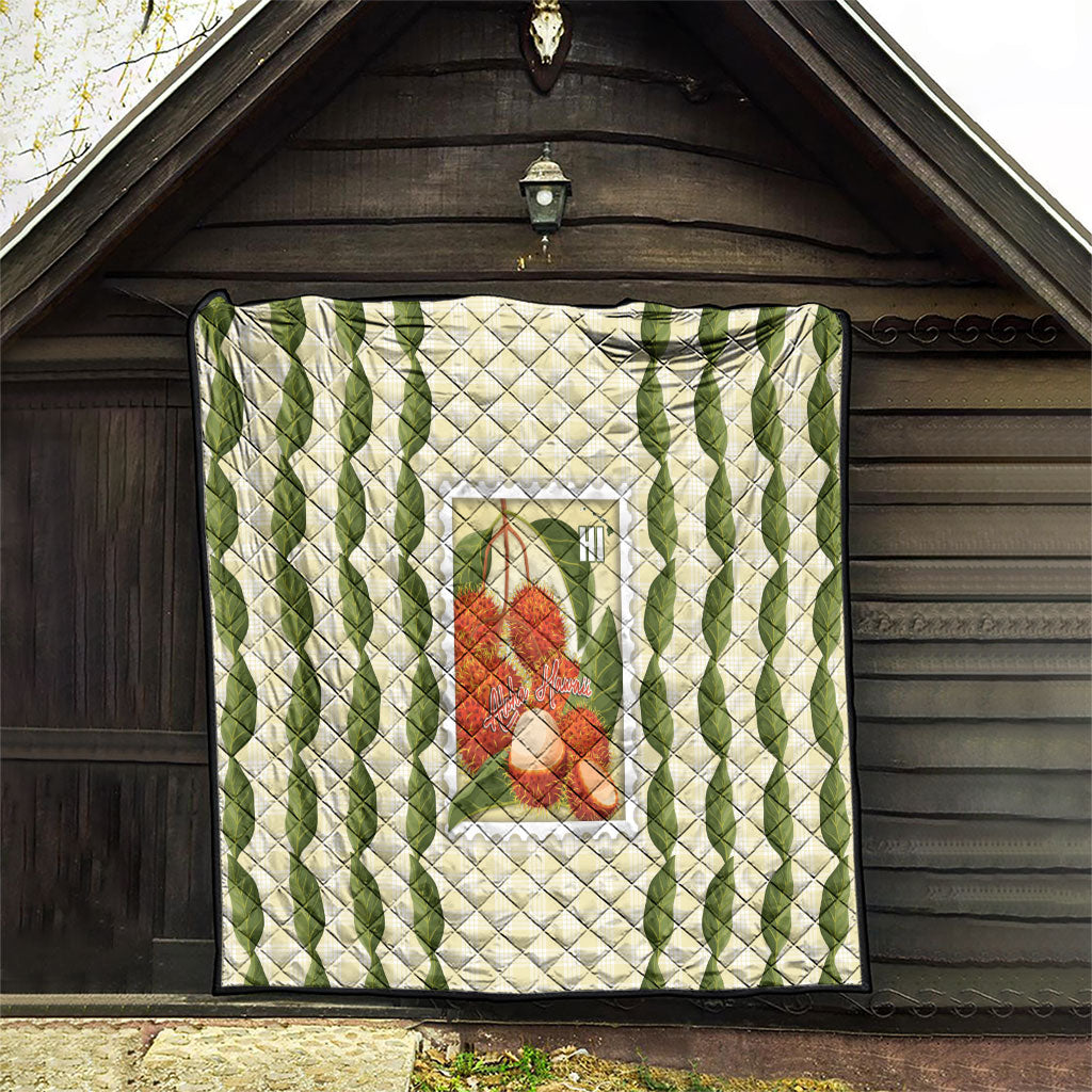 Aloha Hawaii Rambutan Palaka Motifs Quilt Hawaiian Fruit Stylized Stamp LT14 - Polynesian Pride
