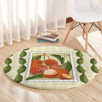Aloha Hawaii Rambutan Palaka Motifs Round Carpet Hawaiian Fruit Stylized Stamp LT14 - Polynesian Pride