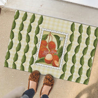 Aloha Hawaii Rambutan Palaka Motifs Rubber Doormat Hawaiian Fruit Stylized Stamp LT14 - Polynesian Pride