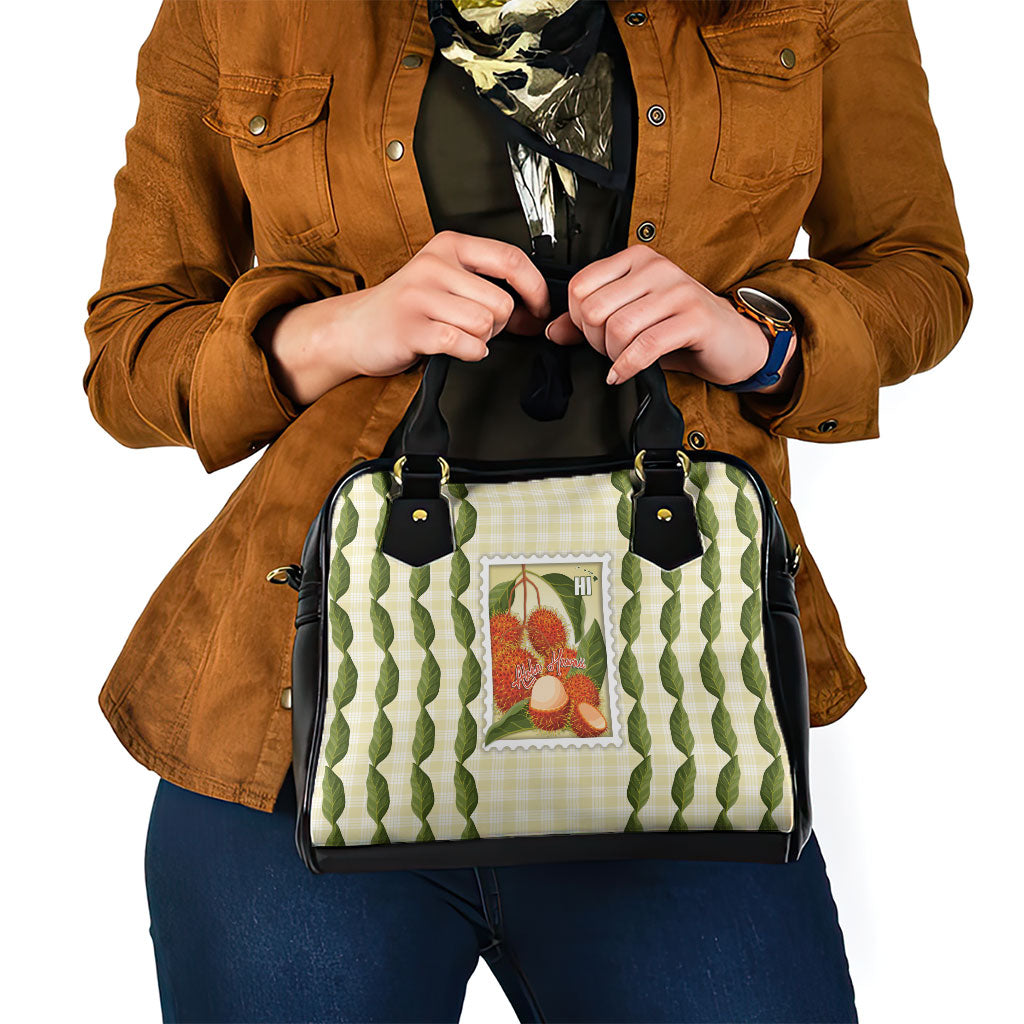 Aloha Hawaii Rambutan Palaka Motifs Shoulder Handbag Hawaiian Fruit Stylized Stamp LT14 - Polynesian Pride