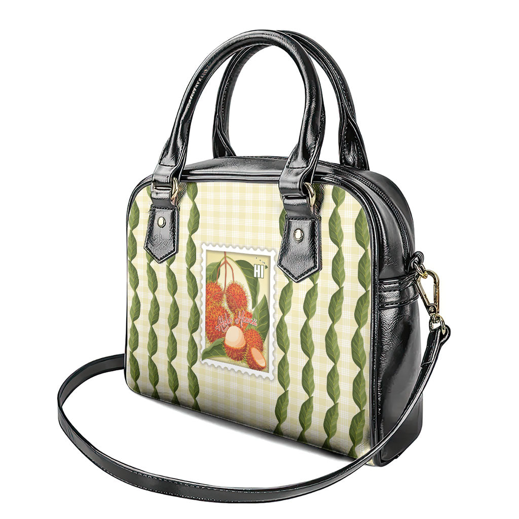 Aloha Hawaii Rambutan Palaka Motifs Shoulder Handbag Hawaiian Fruit Stylized Stamp LT14 - Polynesian Pride