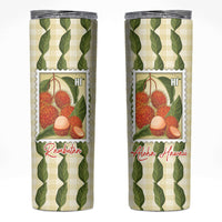 Aloha Hawaii Rambutan Palaka Motifs Skinny Tumbler Hawaiian Fruit Stylized Stamp LT14 Yellow - Polynesian Pride