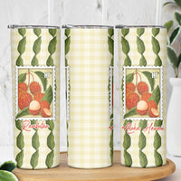 Aloha Hawaii Rambutan Palaka Motifs Skinny Tumbler Hawaiian Fruit Stylized Stamp LT14 - Polynesian Pride