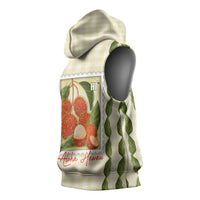 Aloha Hawaii Rambutan Palaka Motifs Sleeveless Hoodie Hawaiian Fruit Stylized Stamp LT14 - Polynesian Pride