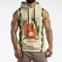 Aloha Hawaii Rambutan Palaka Motifs Sleeveless Hoodie Hawaiian Fruit Stylized Stamp LT14 - Polynesian Pride