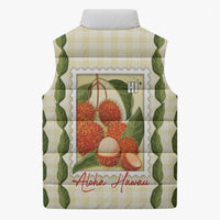 Aloha Hawaii Rambutan Palaka Motifs Sleeveless Puffer Jacket Hawaiian Fruit Stylized Stamp LT14 - Polynesian Pride
