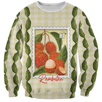 Aloha Hawaii Rambutan Palaka Motifs Sweatshirt Hawaiian Fruit Stylized Stamp LT14 Unisex Yellow - Polynesian Pride