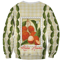 Aloha Hawaii Rambutan Palaka Motifs Sweatshirt Hawaiian Fruit Stylized Stamp LT14 - Polynesian Pride
