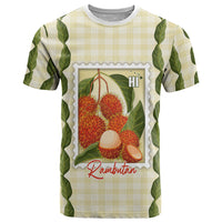 Aloha Hawaii Rambutan Palaka Motifs T Shirt Hawaiian Fruit Stylized Stamp LT14 Yellow - Polynesian Pride