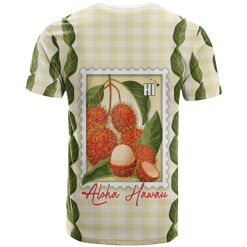 Aloha Hawaii Rambutan Palaka Motifs T Shirt Hawaiian Fruit Stylized Stamp LT14 - Polynesian Pride