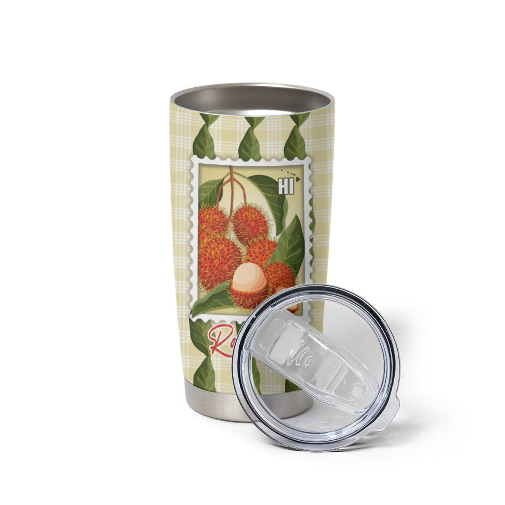Aloha Hawaii Rambutan Palaka Motifs Tumbler Cup Hawaiian Fruit Stylized Stamp LT14 - Polynesian Pride