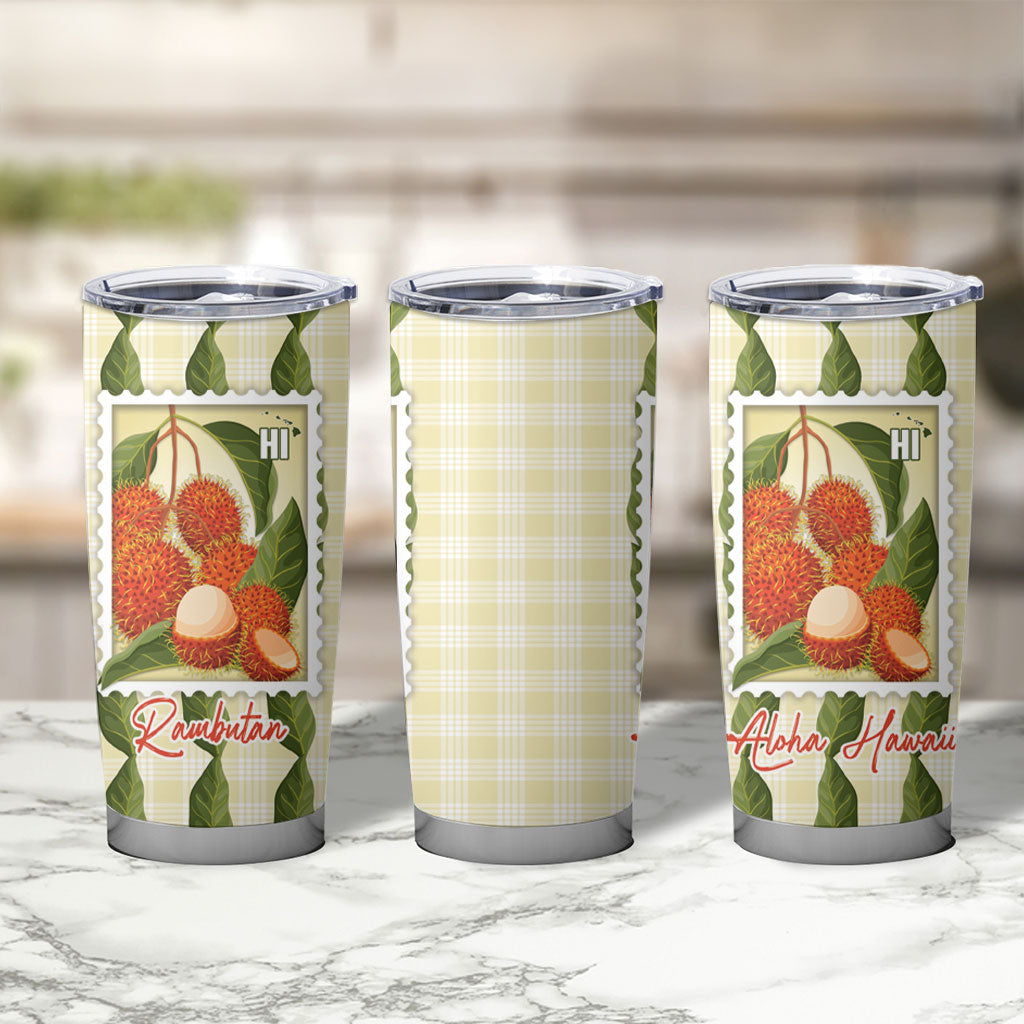 Aloha Hawaii Rambutan Palaka Motifs Tumbler Cup Hawaiian Fruit Stylized Stamp LT14 - Polynesian Pride