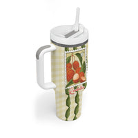 Aloha Hawaii Rambutan Palaka Motifs Tumbler With Handle Hawaiian Fruit Stylized Stamp LT14 - Polynesian Pride