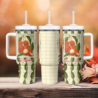 Aloha Hawaii Rambutan Palaka Motifs Tumbler With Handle Hawaiian Fruit Stylized Stamp LT14 - Polynesian Pride