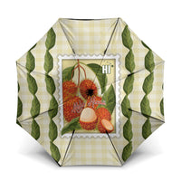 Aloha Hawaii Rambutan Palaka Motifs Umbrella Hawaiian Fruit Stylized Stamp LT14 One Size Folded 11.42 inch Opened Diameter 37.4 inch Yellow - Polynesian Pride