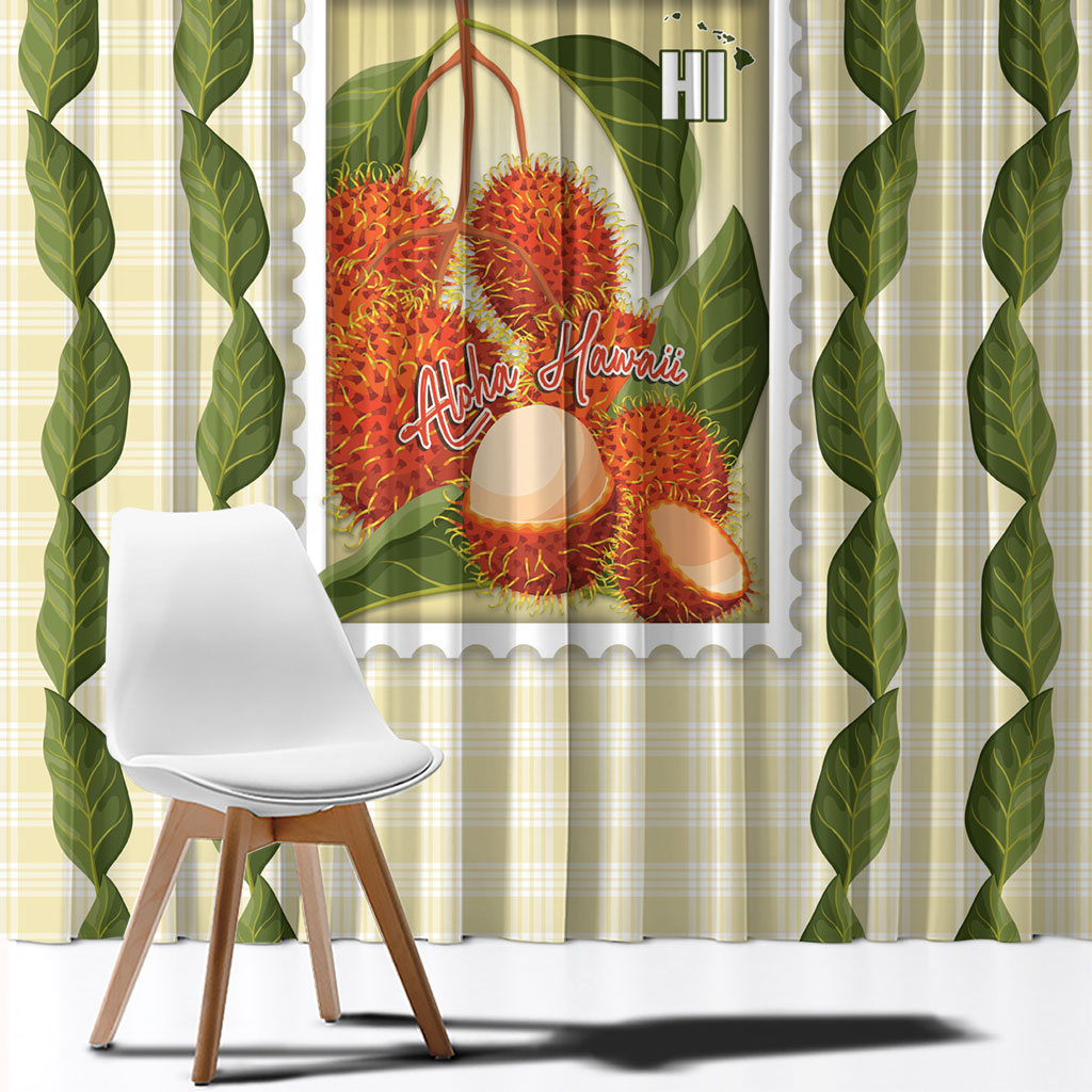 Aloha Hawaii Rambutan Palaka Motifs Window Curtain Hawaiian Fruit Stylized Stamp LT14 - Polynesian Pride