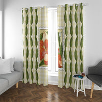 Aloha Hawaii Rambutan Palaka Motifs Window Curtain Hawaiian Fruit Stylized Stamp LT14 With Grommets Yellow - Polynesian Pride