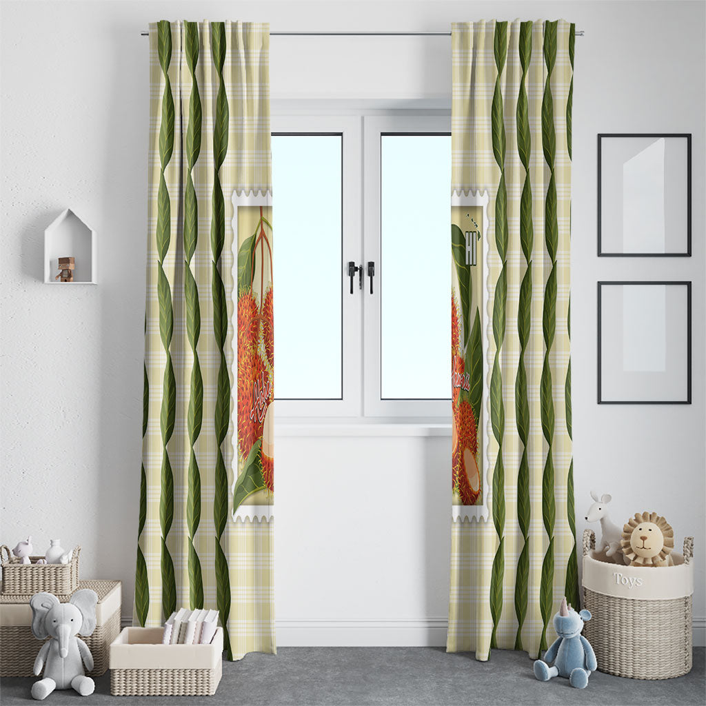 Aloha Hawaii Rambutan Palaka Motifs Window Curtain Hawaiian Fruit Stylized Stamp LT14 - Polynesian Pride