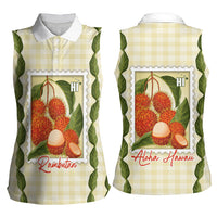 Aloha Hawaii Rambutan Palaka Motifs Women Sleeveless Polo Shirt Hawaiian Fruit Stylized Stamp LT14 - Polynesian Pride