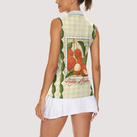 Aloha Hawaii Rambutan Palaka Motifs Women Sleeveless Polo Shirt Hawaiian Fruit Stylized Stamp LT14 - Polynesian Pride