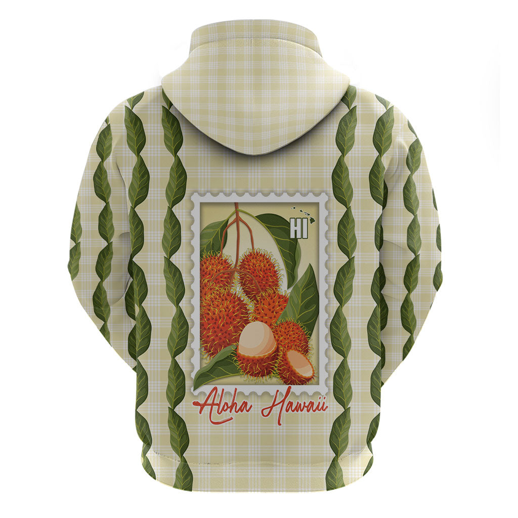 Aloha Hawaii Rambutan Palaka Motifs Zip Hoodie Hawaiian Fruit Stylized Stamp LT14 - Polynesian Pride