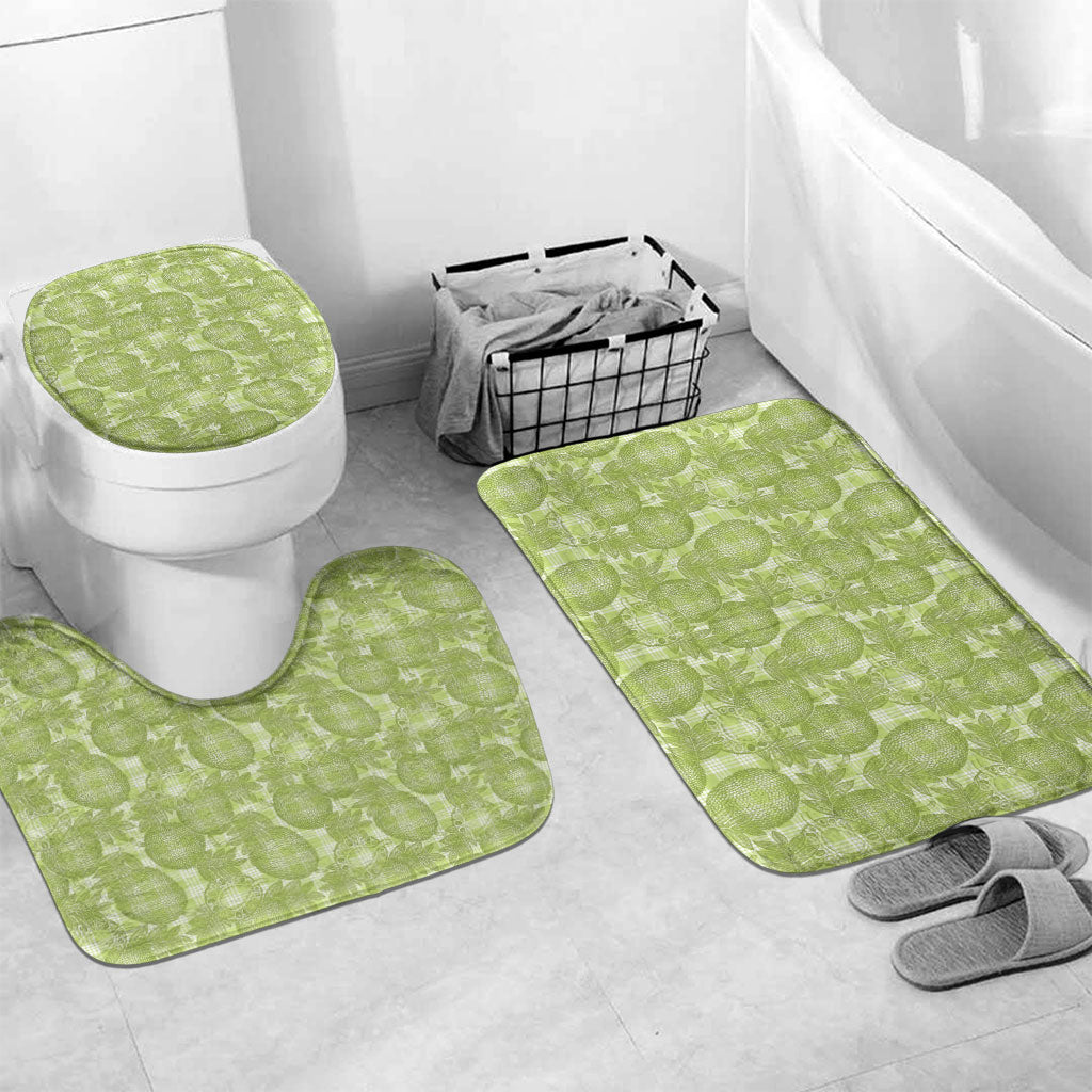 Omaomao Hawaii Breadfruit Palaka Motifs Bathroom Set LT14 Mat Set Only (3 pcs) One Size Green - Polynesian Pride