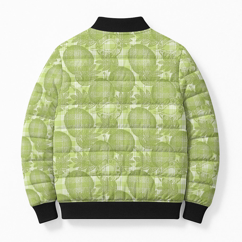 Omaomao Hawaii Breadfruit Palaka Motifs Bomber Puffer Jacket LT14 - Polynesian Pride