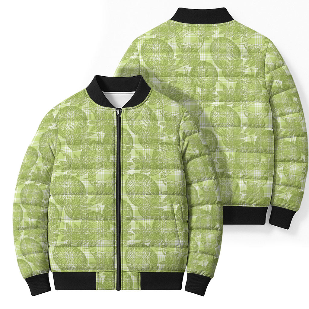 Omaomao Hawaii Breadfruit Palaka Motifs Bomber Puffer Jacket LT14 - Polynesian Pride
