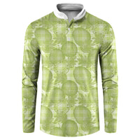 Omaomao Hawaii Breadfruit Palaka Motifs Button Sweatshirt LT14 Green - Polynesian Pride