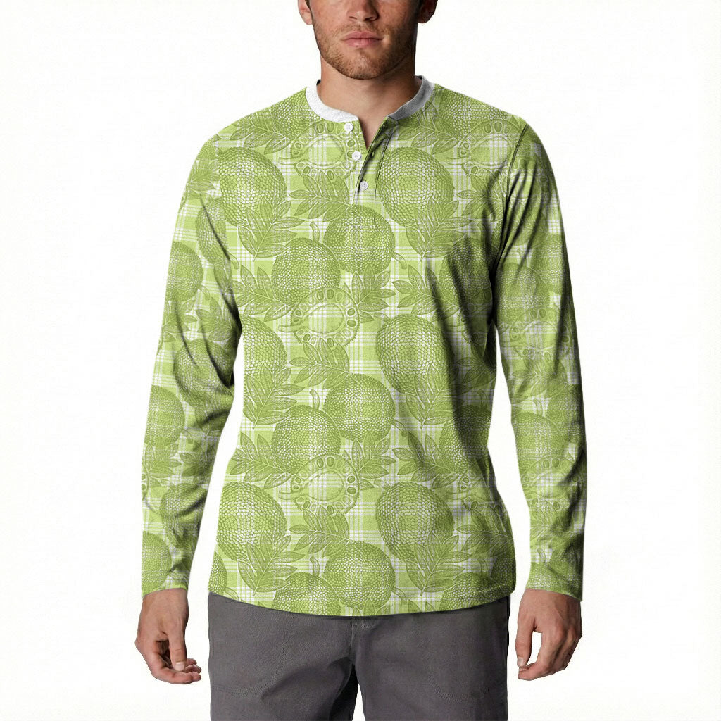 Omaomao Hawaii Breadfruit Palaka Motifs Button Sweatshirt LT14 - Polynesian Pride