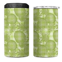 Omaomao Hawaii Breadfruit Palaka Motifs 4 in 1 Can Cooler Tumbler LT14 One Size: 16 oz Green - Polynesian Pride