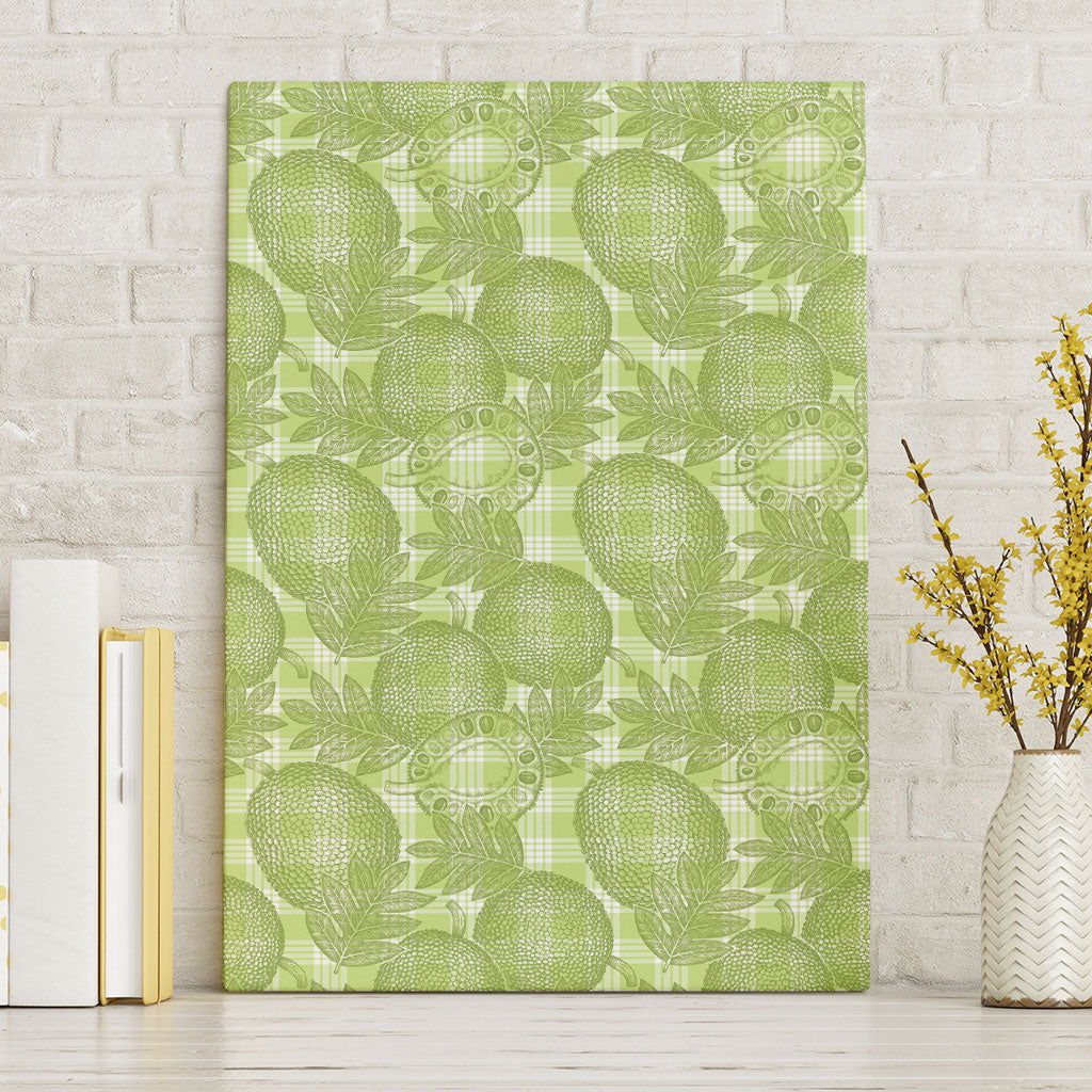 Omaomao Hawaii Breadfruit Palaka Motifs Canvas Wall Art LT14 Without Frame Green - Polynesian Pride
