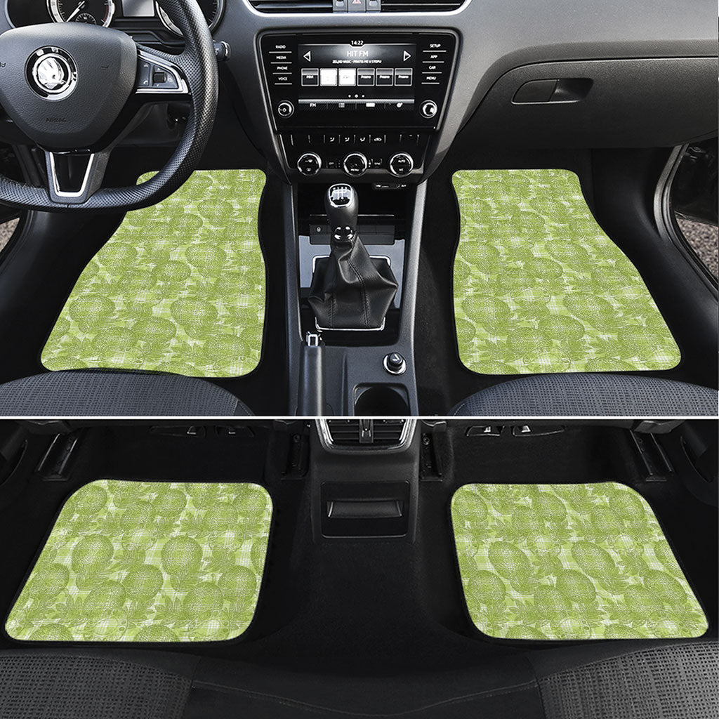 Omaomao Hawaii Breadfruit Palaka Motifs Car Mats LT14 Set 4pcs Green - Polynesian Pride
