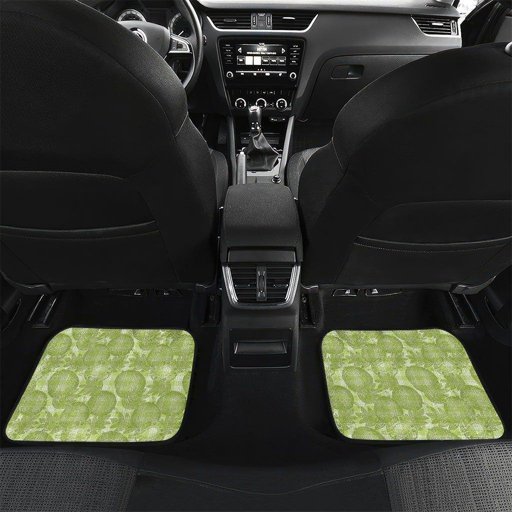 Omaomao Hawaii Breadfruit Palaka Motifs Car Mats LT14 Set 2pcs - Back Green - Polynesian Pride